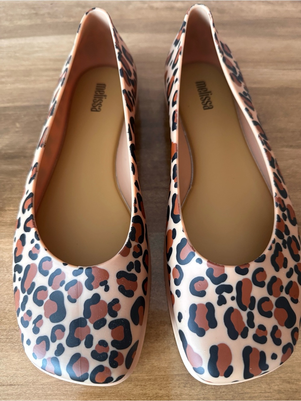 Melissa Leopard Print Ballet Flats in Beige, Black and Brown - Picture 2 of 7